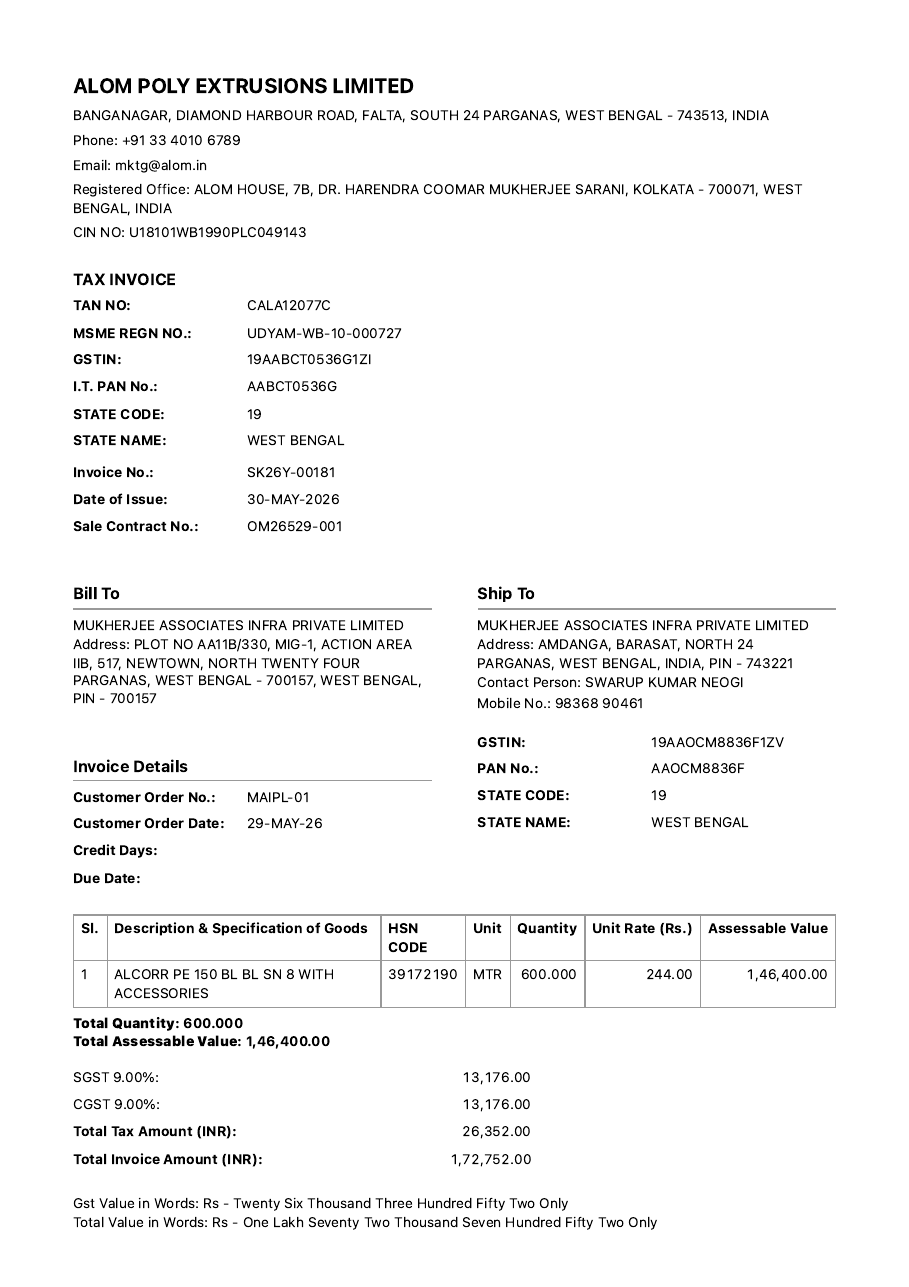 GST Tax Invoice visual replica PDF